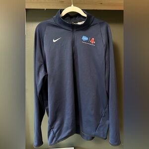 Nike Navy Dri-FIT Quarter-Zip Pullover with Red Socks and Salesforce Team Patch